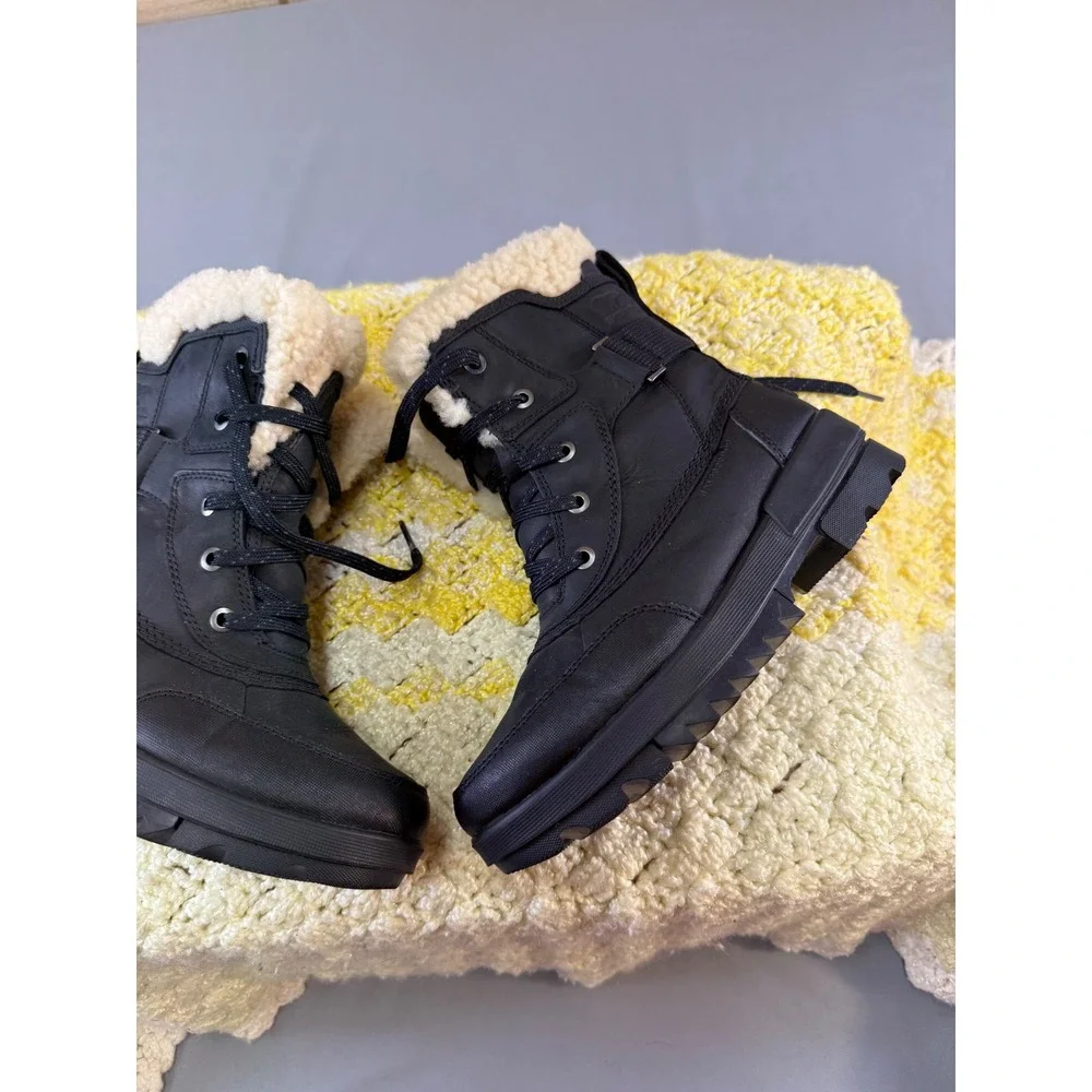 Sorel Lennox Moto Black Leather Shearling Waterproof Winter Boots NL4471-010‎ 6